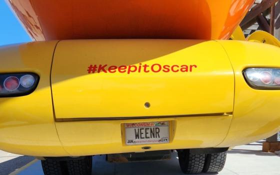Sr. Jane Marie Bradish made time to enjoy the ordinary activity to visit the Oscar Meyer Weinermobile at the grocery store. (Jane Marie Bradish)