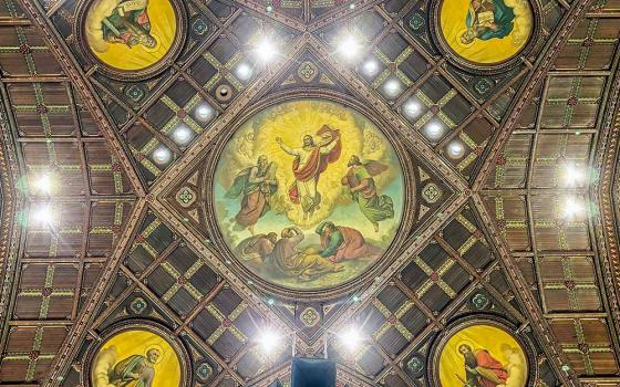 The Transfiguration, depicted on the ceiling of the Cathedral of Sts. Peter and Paul in Providence, R.I. (Wikimedia Commons/Farragutful)