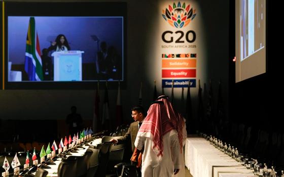 Delegates arrive at the G20 Finance Ministers and Central Bank Governors meeting in Cape Town, South Africa, Feb. 26, 2025. (AP/Nardus Engelbrecht)