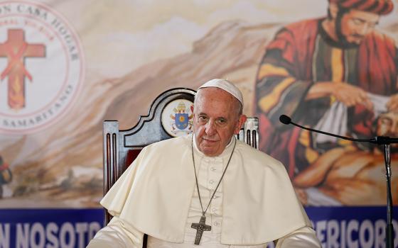Pope Francis visits Casa Hogar el Buen Samaritano (Good Samaritan Home) in Panama City Jan. 27, 2019. (CNS/Paul Haring)
