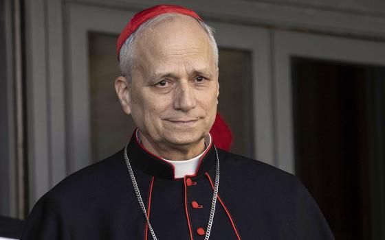 U.S.-born Cardinal Robert Prevost, prefect of the Dicastery for Bishops under Pope Francis, leaves the Vatican Synod Hall April 22, 2025, after the first general congregation of the College of Cardinals. (CNS/Vatican Media)