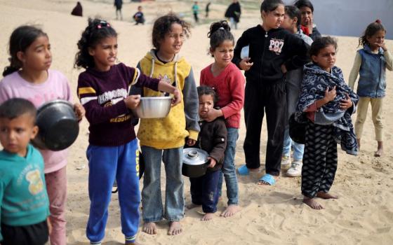 Children in line for food.