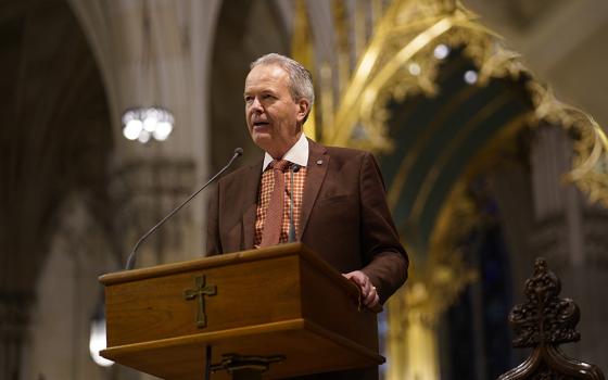 Timothy Busch, cofounder and board chair of the Napa Institute, speaks at St. Patrick's Cathedral in New York City on Oct. 15, 2024. (OSV News/Gregory A. Shemitz)
