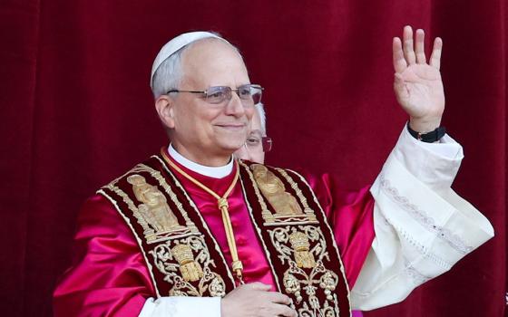 Cardinal Robert Francis Prevost, who has chosen the papal name Leo XIV, appears on the central balcony of St. Peter's Basilica at the Vatican May 8, 2025, following his election during the conclave. (OSV News/Reuters/Claudia Greco)