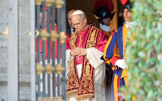 Pope Leo XIV departs from the Basilica of St. Mary Major in Rome May 25, 2025. (CNS photo/Lola Gomez)