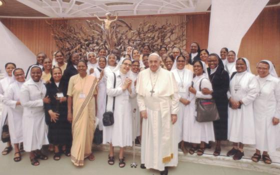 St. Ann of Providence Sr. Severine Menezes, with her sisters during their general chapter in Rome with Pope Francis (Courtesy of Severine Menezes)