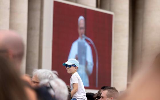 People gather in St. Peter's Square at the Vatican to pray the "Regina Caeli" prayer with Pope Leo XIV