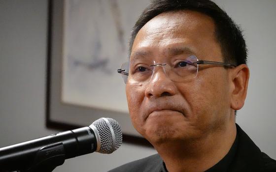 San Diego Auxiliary Bishop Michael Pham appears at a press conference on May 22, when he was announced as the new head of the San Diego Diocese. (Ken Stone)
