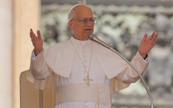Pope Leo XIV greets visitors during his weekly general audience in St. Peter's Square at the Vatican June 4, 2025. (CNS/Lola Gomez)