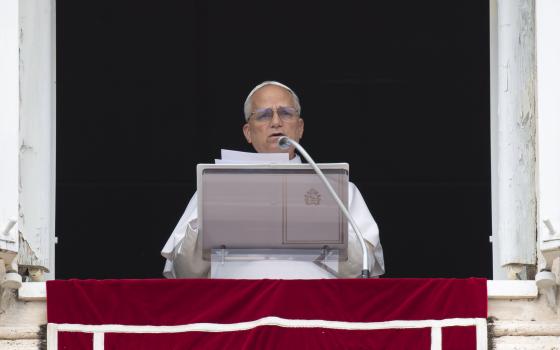 Pope Leo XIV, after reciting the Angelus prayer at the Vatican, appeals for peace hours after the U.S. bombed nuclear enrichment facilities in Iran June 22, 2025. (CNS photo/Vatican Media)