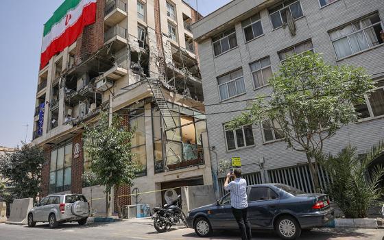 The aftermath of an Israeli strike on a building is seen after the ceasefire between Israel and Iran, in Tehran, Iran, June 25, 2025. (OSV News/West Asia News Agency via Reuters/Majid Asgaripour)