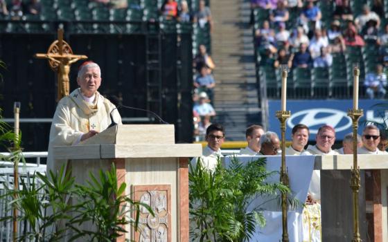 Cardinal Cupich at Mass at White Sox stadium