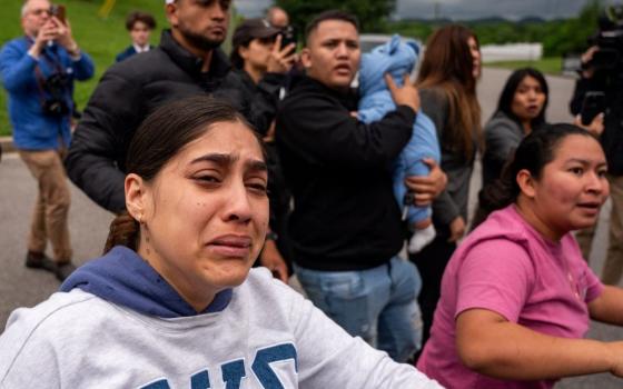 Woman cries