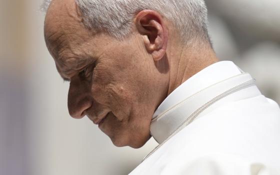 Pope Leo XIV leaves after his weekly general audience in St. Peter's Square at The Vatican, Wednesday, June 4, 2025. (AP Photo/Gregorio Borgia)