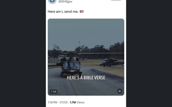 Post from the Department of Homeland Security's official account on X