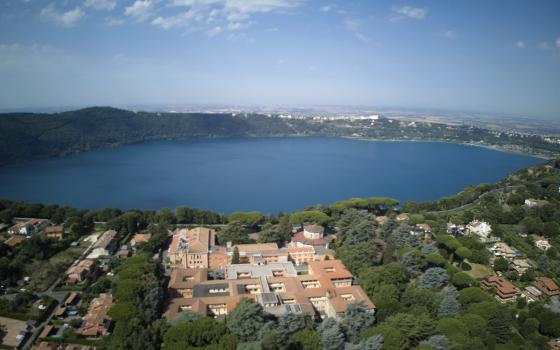A view of the Albano Lake, about 30 kilometers southeast of Rome, where Pope Leo XIV will be spending a short period of rest in the nearby historic summer retreat for popes of Castel Gandolfo, Wednesday, July 2, 2025. (AP Photo/Andrew Medichini)