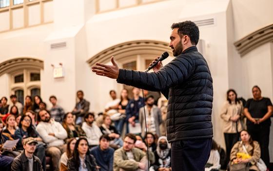 Zohran Mamdani speaks at a Democratic Socialists of America meeting at the Church of the Village in New York City Nov. 11, 2024. (Wikimedia Commons/Bingjiefu He)