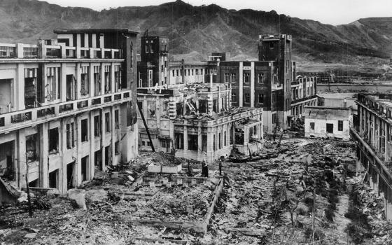 The city of Nagasaki, Japan, shows scant signs of recovery four years after an atomic bomb was detonated over the city Aug. 9, 1945. (OSV News/Milwaukee Journal Sentinel files, USA TODAY NETWORK via Reuters)