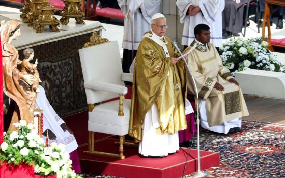 Pope Leo XIV delivers the homily during the canonization Mass of St. Carlo Acutis, a British-born Italian boy who became the first millennial to be made a Catholic saint, and St. Pier Giorgio Frassati, in St. Peter's Square at the Vatican, Sept. 7. (OSV News/Reuters/Guglielmo Mangiapane)