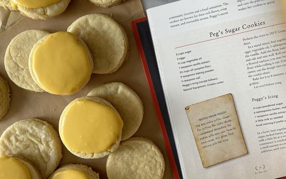 Peg's sugar cookies and her recipe in To Die For: A Cookbook of Gravestone Recipes by Rosie Grant (NCR photo/Olivia Bardo)