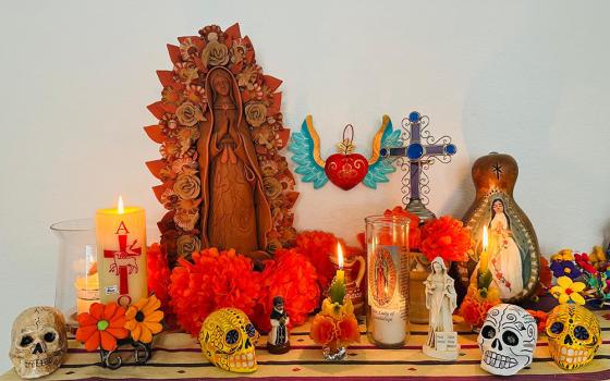 An altar for the Day of the Dead prepared by Elia Cárdenas, honoring deceased sisters who inspired her faith journey (Courtesy of Elia Cárdenas)