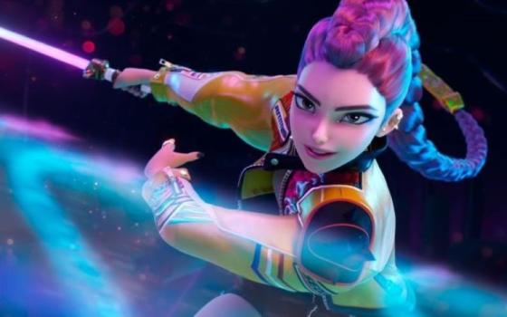 In 'KPop Demon Hunters,' Rumi is the leader and main vocalist of Huntr/x, a K-pop girl group that also operates as a trio of demon hunters. (Netflix)