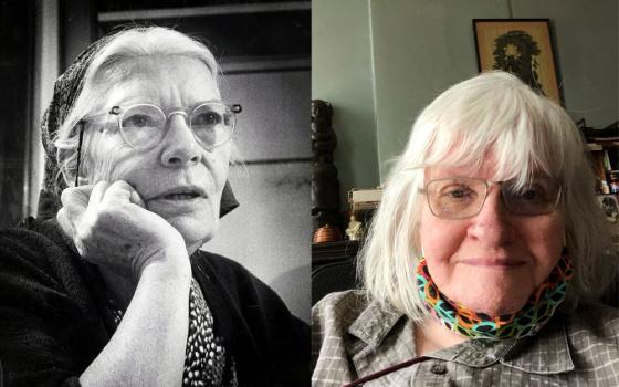 Dorothy Day in 1968, left, and Jane Sammon in 2025 (RNS/Courtesy of Milwaukee Journal/Marquette University Archives; Courtesy of Jane Sammon)