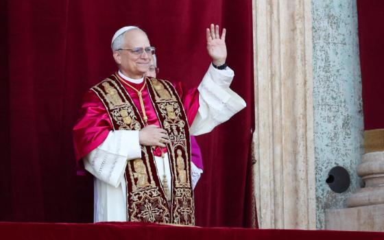 Cardinal Robert Francis Prevost, who has chosen the papal name Leo XIV, appears on the central balcony of St. Peter's Basilica at the Vatican May 8, 2025, following his election during the conclave. He is the first American pope and the first Augustinian pope in history. (OSV News/Reuters/Claudia Greco)