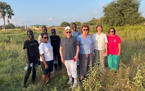 Sr. Noelle Corscadden of the Institute of the Blessed Virgin Mary, known as the Loreto Sisters, third from right, is pictured with sisters of the Congregation of Jesus and the Institute of the Blessed Virgin Mary, in South Sudan. (Courtesy of Noelle Corscadden)
