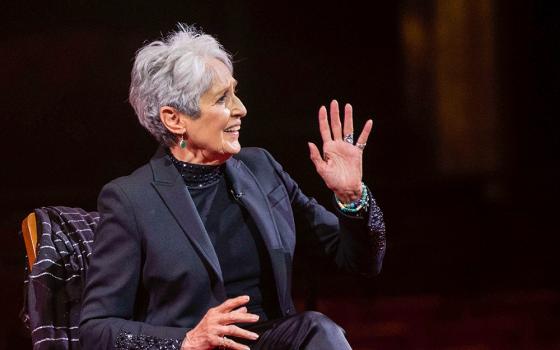 Singer-songwriter and activist Joan Baez sings a song during the 43nd Annual Kennedy Center Honors at the Kennedy Center on May 21, 2021, in Washington. (AP/Kevin Wolf)