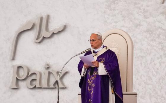 Pope Leo speaks in Beirut.