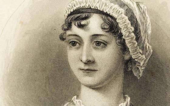 Detail of a portrait of Jane Austen, from an 1870 memoir by her nephew J.E. Austen-Leigh and based on a sketch by her sister, Cassandra Austen (Wikimedia Commons)