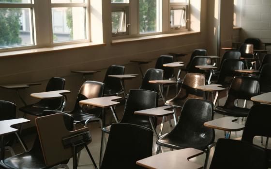 An empty college classroom