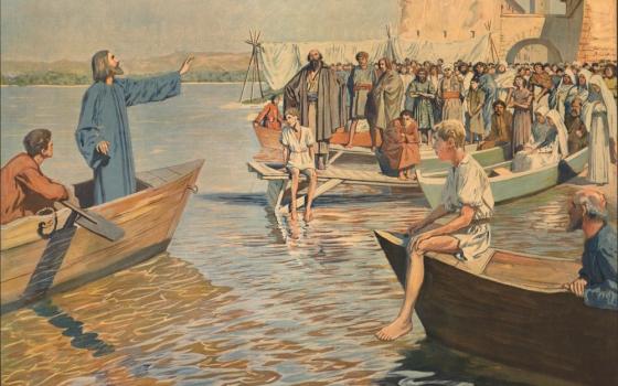 "Jesus preaches at the sea" (1925) by Hans Lietzmann (Artvee)