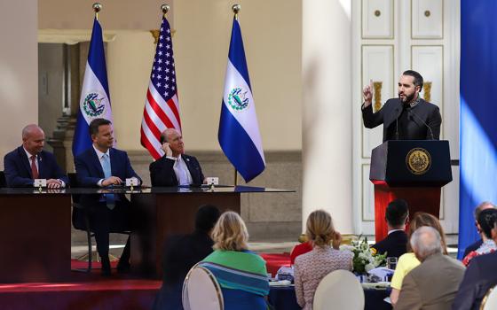 El Salvador's President Nayib Bukele speaks at the National Palace as he hosts the country's first National Prayer Breakfast in San Salvador Jan. 19, 2026. (AP/Salvador Melendez)