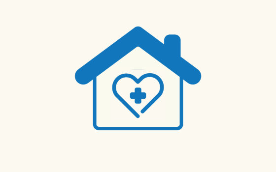 A medical cross inside of a heart symbol, inside of a symbol of a building (GSR graphic/Olivia Bardo)