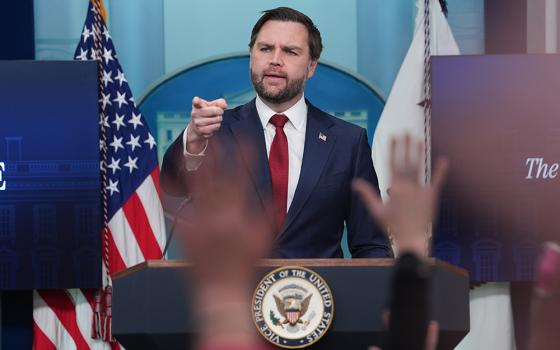 Vice President JD Vance speaks during a briefing at the White House, Jan. 8, 2026, in Washington. (AP photo/Evan Vucci)