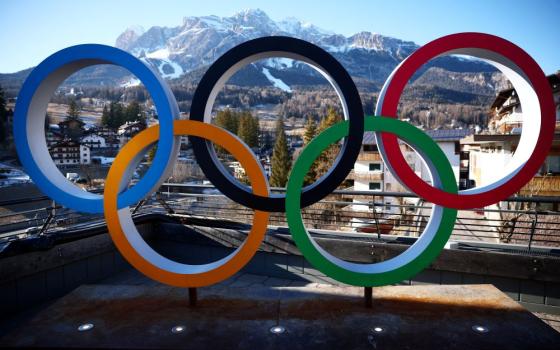 The Olympic rings are seen in Cortina d'Ampezzo, Italy, Jan. 21, ahead of the Milan Cortina 2026 Winter Olympics. The Games started Feb. 6 and run through Feb. 22. (OSV News/Reuters/Guglielmo Mangiapane)