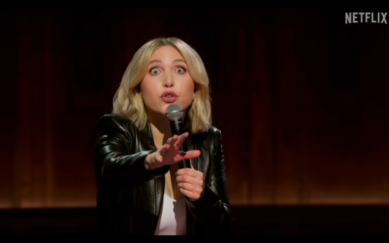 In her new Netflix special "Prodigal Daughter," Taylor Tomlinson's explores the comedian's religious anxieties, queerness and roots in church comedy. (NCR screen grab/Netflix/YouTube)