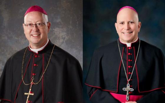 Bishop James Golka of Colorado Springs, Colo., left, and Archbishop Samuel Aquila of Denver are seen in a combo photo. Pope Leo XIV has accepted Aquila's resignation and named Gorka, 59, as his successor to lead the Archdiocese of Denver. (OSV News/Courtesy Diocese Colorado Springs and Courtesy Archdiocese of Denver