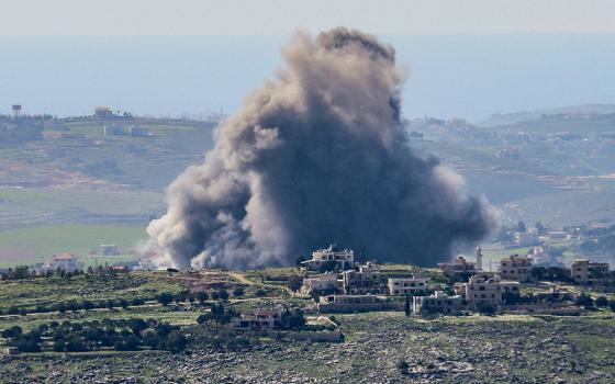 Smoke rises after Israeli strikes in Lebanon, following an escalation between Hezbollah and Israel amid the U.S.-Israeli conflict with Iran, as seen from Marjayoun, Lebanon, March 5, 2026. (OSV News/Reuters/Karamallah Daher)