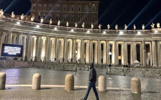 Lights can be seen above the third floor of the Apostolic Palace at the Vatican on the evening of March 14,  the day that Pope Leo XIV moved into his official papal apartment at the palace. The move marks a return to more than 100 years of tradition, following Pope Francis' decision to live at the Vatican's guesthouse during his 13-year papacy. (OSV News/Paulina Guzik)