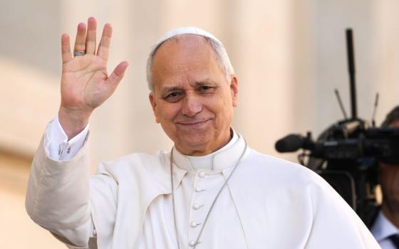 Pope Leo XIV greets visitors and pilgrims from the popemobile while riding around St. Peter’s Square at the Vatican before his weekly general audience March 18, 2026. (CNS/Lola Gomez)