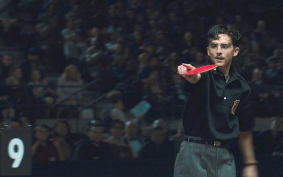 Timothée Chalamet stars in a scene from the movie "Marty Supreme." The movie has been nominated for nine Oscars, including three for Chalamet. (OSV News/A24)