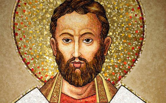 Detail of an icon of St. Augustine at Christ the King Cathedral in Superior Wis. (OSV News/The Crosiers/Gene Plaisted)