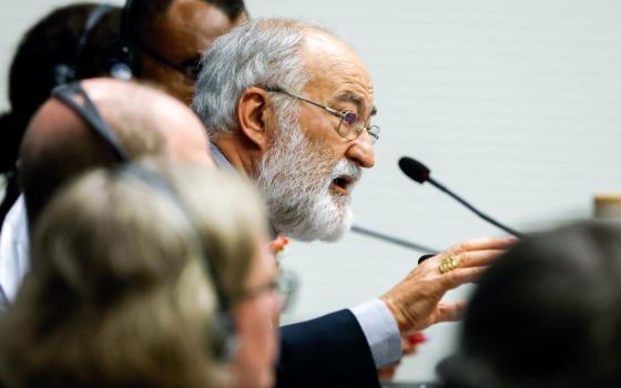 Cardinal Cristóbal López Romero of Rabat, Morocco, speaks during a briefing about the assembly of the Synod of Bishops at the Vatican Oct. 17, 2023. (CNS/Lola Gomez)