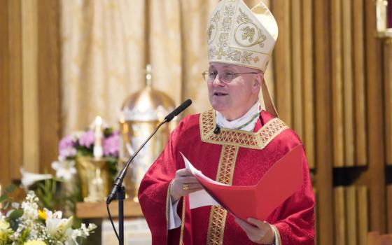 Auxiliary Bishop James Massa of Brooklyn, N.Y., addresses confirmation candidates during Mass May 5, 2022, at Holy Family Church in Queens, N.Y. (OSV News/Gregory A. Shemitz)