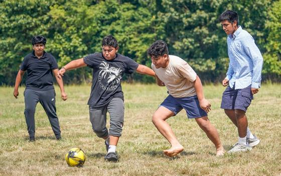 Teenagers play soccer during the annual Labor Day Encuentro Sept. 5, 2022, at Immaculate Conception Seminary in Huntington, N.Y. (OSV News/Gregory A. Shemitz)