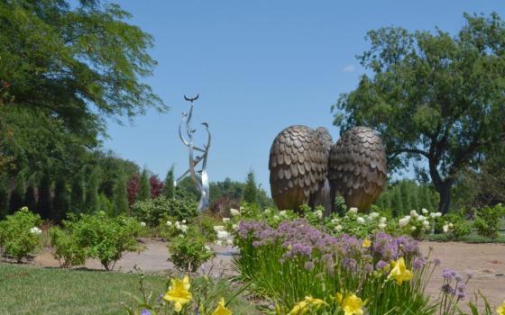 The "At Peace" prayer garden to remember those lost to suicide is seen at Queen Heaven Cemetery of the Archdiocese of Chicago in Hillside, Ill., July 29, 2026. The garden includes two big sculptures designed to evoke tranquility. (OSV News/Simone Orendain) 