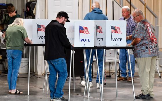 Voters cast their ballots on Election Day at the Bald Knob Fire Station in Frankfort, Ky., Tuesday, Nov. 5, 2024. (AP/Timothy D. Easley)